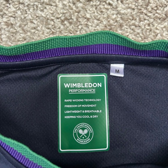 Wimbledon Performance Tee Men Size Medium Wicking Navy Blue‎ Tennis - Picture 5 of 7